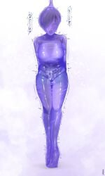 !? 1boy blue_eyes blue_hair bondage bound clothed cum cum_under_clothes defeated defeated_hero defeated_heroine defeated_male ejaculation erection femboy hero heroine heroine_in_trouble latex latex_transformation male miss_southsea mummification mummification_(bound) no_escape oc original original_character otoko_no_ko otokonoko penis rubber scared scared_expression scared_face shio_(miss_southsea) small_breasts small_penis solo thick_thighs thighs transformation two-tone_hair