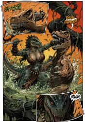 argonian scalie scalie_female milf large_breasts conan_the_barbarian_(series) ai_generated furry furry_female swamp fight