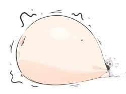 yunyu yunyun_denpa_syndrome q-chan_(yunyun_denpa_syndrome) huge_belly hyper_belly huge_breasts stuffing stuffed_belly digestion_noises o-bisu