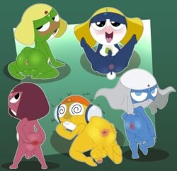 alien amphibian anus backsack balls blush dororo dororo_(sgt._frog) flaccid frog gaping gaping_anus giroro jerseydevil keronian keroro keroro_gunsou kururu looking_at_viewer looking_back male male_only penis presenting presenting_anus spreading tadpole tamama