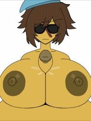 1boy 1girls animated animated_gif army_girl beat_banger beret blood_debt boobjob brown_hair canon_couple fully_nude gif husband_and_wife oleg_kazakov roblox roblox_game russian_female sunglasses titjob veronika_kazakova white_background