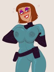 big_breasts danny_phantom female female_only maddie_fenton madeline_fenton milf nickelodeon squeezing_breasts_together teelokay_(artist) 1girls 1girl brown_hair purple_eyes nipples nipples_visible_through_clothing edited_by_uploader edit colored