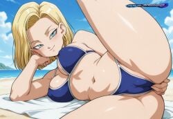 android_18 dragon_ball_z dragon_ball 1girl solo adult female blonde_hair short_hair blue_eyes earrings beach ocean sand tropical_beach sunny_day microkini micro_bikini bikini skimpy_bikini revealing_clothes sitting_on_sand masturbation female_masturbation fingering pussy fingering_self hand_between_legs spread_legs legs_apart wet_pussy aroused seductive_expression looking_at_viewer blush moaning open_mouth saliva curvy thick_thighs cleavage breasts midriff bare_shoulders bare_legs nsfw explicit solo_focus full_body anime_style high_quality no_text no_watermark absurd_resolution absurdres ai_generated gorgeous voluptuous voluptuous_body voluptuous_female high_resolution hentai teasing_viewer patreon ai ai_art ai-created sexy sexy_pose sexy_body dynamic_pose dynamic_angle sexy_female exibitionism exhibitionism exited in_heat perfect_anatomy glossy glossy_body glossy_skin plump pervert_female presenting rating_explicit source_anime anime_coloring anime_screenshot teasing hi_res soft_shading high_contrast detailed_background