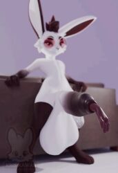 almost_fully_inside animated anthro ball_swaying balls big_balls big_penis cock_vore duo eyewear foreskin fur genitals glasses kris-kawaii lagomorph leporid male mammal multicolored_body multicolored_fur penile penis rabbit same_size_vore vore x_(kris-kawaii)
