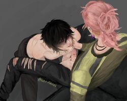 slow_damage towa_(slow_damage) rei_(slow_damage) blowjob cum_on_face yaoi emo_boy 2boys scars self_harm_scars clothed