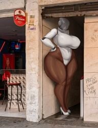 1girls 4k a_chance_encounter absurd_res alley alleyway_milf_(meme) breasts button child_bearing_hips colombia curvaceous curvaceous_body curvaceous_female curvaceous_figure curvy curvy_body curvy_female curvy_figure cyborg dark-skinned_female dark_skin english_text faceless_female female female_only focus hand_on_hip haydee haydee_(game) hi_res high_heels hips hourglass_figure huge_breasts large_breasts large_female leaning_against_wall leaning_back leotard mature mature_female mechanical mechanical_arm mechanical_arms meme meme_reference midnightleen milf navel navel_visible_through_clothes no_panties outdoors outside robot robot_arm robot_arms robot_girl solo solo_female solo_focus tagme thick_thighs thighs thighs_bigger_than_head voluptuous voluptuous_female white_high_heels white_leotard wide_hips