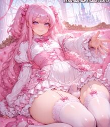 class_no_daikirai_na_joshi_to_kekkon_suru_koto_ni_natta. sakuramori_maho pink_hair purple_eyes 1boy ai_generated alternate_body_type ass balls big_ass big_eyes bimbo bulge curvy fat_ass femboy femboy_only femboysmeat femboysub fit hips makeup male male_only otoko_no_ko penis sissy sissyfication small_breasts small_penis solo solo_femboy solo_male thighs wide_hips magical_girl cute cute_male cute_face dress dress_pull pink_dress white_stockings