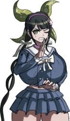 alternate_version_available big_breasts black_hair chabashira_tenko danganronpa danganronpa_v3 huge_breasts huge_thighs schoolgirl skirt slim_waist sprite sprite_edit textless textless_version thick_thighs wide_hips wide_thighs