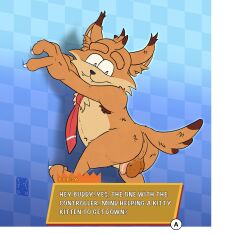 2026 absurd_res accessory anthro anus armpit_hair balls bobcat body_hair breaking_the_fourth_wall bubsy_(series) bubsy_4d bubsy_bobcat butt chest_tuft clawing claws colored ear_tuft eyebrows fangs felid feline flaccid foreskin garo_(artist) genitals hi_res humanoid_genitalia humanoid_penis line_art lynx male mammal necktie penis raised_eyebrow signature simple_background solo stuck teeth text tuft