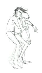 thenugeart murdoc_niccals kurt_uti original_character 2boys gay cuddling partially_nude sweet 2013 deviantart gorillaz