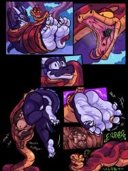 balls barefoot butt claws comic curling_toes digestion digestion_noises digit_ring dyrmun_(character) feet fin foot_fetish foot_focus foot_lick foot_play genitals head_fin head_first hi_res hindpaw jewelry kaa_(jungle_book) licking muffled muffled_moaning muffled_sounds muffled_speech notsafenico nude oral_vore paws penis ring soles spread_toes tail the_jungle_book toe_claws toe_ring toe_wiggle toes tongue vore willing_prey