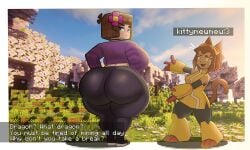 2girls ass ass_focus backboob big_ass big_breasts breasts catgirl crossover gameoverse huge_ass huge_breasts illustratorfake jenny_belle_(slipperyt) kit_(gameoverse) minecraft tagme thick_ass thick_thighs thighs