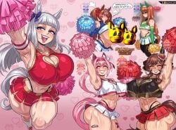 !! ... 2020s 2026 2d 2d_(artwork) 2d_artwork 5girls armwear artist_name athletic athletic_body athletic_female belly big_boobs big_breasts big_butt big_hips big_thighs big_tits big_titties blannis_art boob_window boobs bow bowtie breasts brown_eyes brown_hair brown_hair_female brunette brunette_female brunette_hair butt censored_nipples cheerleader cheerleader_outfit cheerleader_uniform cleavage cleavage_cutout cleavage_overflow clothed clothed_female clothes curvy curvy_body curvy_female curvy_figure curvy_thighs daiwa_scarlet_(umamusume) dialogue dialogue_bubble digital_drawing_(artwork) digital_media digital_media_(artwork) ears ears_up eyebrows eyelashes eyes eyes_closed eyes_open female female_focus female_only fingers fit fit_female furry_ears gentildonna_(umamusume) giant_boobs giant_breasts giant_tits ginger ginger_female ginger_hair gold_ship_(umamusume) green_hair_female grey_hair half-dressed half_naked half_nude haru_urara_(umamusume) heart hearts hips horse_ears horse_girl horse_tail hourglass_figure hourglass_figured_female humanoid hybrid large_boobs large_breasts large_tits legwear light-skinned_female light_skin light_skinned lips long_ears long_hair long_hair_female looking_at_viewer navel nipple_bulge no_bra nude nude_female orange_hair orange_hair_female partially_clothed partially_clothed_female partially_nude partially_nude_female patreon patreon_logo patreon_username pink_background pink_eyes pink_hair ponytail ponytail_female ponytails revealing_clothes revealing_clothing revealing_outfit sexually_suggestive sexy sexy_body sexy_clothing sexy_female short_skirt silence_suzuka_(umamusume) simple_background skirt smile smiling smiling_at_viewer speech speech_bubble stocking stockings sweat sweatdrop sweating sweaty sweaty_body sweaty_breasts text text_box text_bubble thick_hips thick_thighs thighs tits twitter_logo twitter_username umamusume umamusume_pretty_derby underboob wardrobe_malfunction watermark wide_thighs