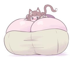 catgirl original original_character huge_breasts hyper_breasts lying_on_breasts o-bisu