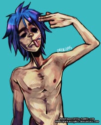 robotspacejelly 2d_(gorillaz) shirtless_male solo_male tongue_out 2015 tumblr_username deviantart_username deviantart gorillaz not_porn