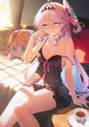 wuthering_waves denia_(wuthering_waves) pink_hair long_hair purple_eyes panties underwear black_underwear black_panties 1girls female jygfams