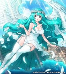 1girl 1girls angel_wings boichi dr.stone feathered_wings feathers flower_crown flying ryu-san_(dr.stone) solo solo_female solo_focus sulfurina_(dr.stone) tagme wings