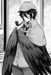 1boy ai_generated crow detective harpy kortai novelai only_male original_character tagme vandal_duskcorvus