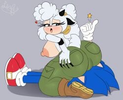 1boy 1girls anthro anthro_female anthro_male anthro_on_anthro anthro_only areolae ass ass_focus big_ass big_breasts big_butt blue_eyes blue_fur blush boots breasts butt butt_focus cargo_pants clothed clothing eulipotyphlan facesitting facesitting_through_clothes female female_facesitting_male fur heart hedgehog huge_ass huge_breasts idw_publishing lanolin_the_sheep large_ass large_breasts leafhedge male male/female mammal nipples pants partially_clothed sega sheep sheep_girl sonic_(series) sonic_the_hedgehog sonic_the_hedgehog_(comics) sonic_the_hedgehog_(idw) sonic_the_hedgehog_(series) tail thumbs_up topless topless_anthro topless_female white_fur white_hair wool_(fur)