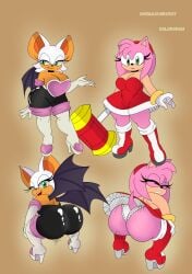 2girls amy_rose ass_focus bat bat_ears bat_girl bat_wings big_ass big_butt butt_focus color color_edit colored colored_sketch colorization colorized colorized_edit colorshun curvy curvy_female curvy_figure furry furry_ears furry_female furry_tail hedgehog hedgehog_ears hedgehog_girl hedgehog_humanoid omegasunburst panties pink_body pink_hair pink_skin rouge_the_bat sega sonic_(series) sonic_the_hedgehog_(series) twerk twerking
