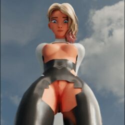 fortnite marvel marvel_comics spider-man_(series) gwen_stacy spider-gwen spider-man:_into_the_spider-verse sylvannsfw blender 3d uncensored gif blender3d simple_animation sky looking_at_viewer blonde_hair breasts showing_breasts showing_pussy pussy broken_suit suit