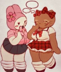 2females 2girls 5hitzzzu anthro anthro_bunny ass big_ass big_breasts blushing boombita bow bow_on_shirt breasts bunny_girl bunnygirl cat catgirl female female_focus female_only funcu funculicious furry furry_female girl hello_kitty hello_kitty_(character) hello_kitty_(series) hips hips_wider_than_shoulders huge_ass kookilooheavon massive_ass meatcuteshii mouthless mouthless_anthro mouthless_female mouthless_furry my_melody onegai_my_melody pink_shirt pinkbobatoo red_bow red_bowtie red_skirt skiddioop stereodaddy thick_ass thick_thighs thighs thighs_bigger_than_torso white_shirt wide_hips