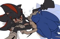 2boys analingus black_fur blue_fur blush chest_tuft closed_eyes dubious_consent eating_ass happy_dom lidded_eyes nosebleed pushing_away questionable_consent red_eyes satosi_peter shadow_the_hedgehog smile sonadow sonic_(series) sonic_the_hedgehog sonic_the_hedgehog_(series) steamy_breath tongue_in_anus