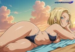 android_18 dragon_ball_z dragon_ball 1girl solo adult female blonde_hair short_hair blue_eyes earrings beach ocean sand tropical_beach sunny_day microkini micro_bikini bikini skimpy_bikini revealing_clothes sitting_on_sand masturbation female_masturbation fingering pussy fingering_self hand_between_legs spread_legs legs_apart wet_pussy aroused seductive_expression looking_at_viewer blush moaning open_mouth saliva curvy thick_thighs cleavage breasts midriff bare_shoulders bare_legs nsfw explicit solo_focus full_body anime_style high_quality no_text no_watermark absurd_resolution absurdres ai_generated gorgeous voluptuous voluptuous_body voluptuous_female high_resolution hentai teasing_viewer patreon ai ai_art ai-created sexy sexy_pose sexy_body dynamic_pose dynamic_angle sexy_female exibitionism exhibitionism exited in_heat perfect_anatomy glossy glossy_body glossy_skin plump pervert_female presenting rating_explicit source_anime anime_coloring anime_screenshot teasing hi_res soft_shading high_contrast detailed_background