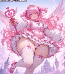 class_no_daikirai_na_joshi_to_kekkon_suru_koto_ni_natta. sakuramori_maho pink_hair purple_eyes 1boy ai_generated alternate_body_type ass balls big_ass big_eyes bimbo bulge curvy fat_ass femboy femboy_only femboysmeat femboysub fit hips makeup male male_only otoko_no_ko penis sissy sissyfication small_breasts small_penis solo solo_femboy solo_male thighs wide_hips magical_girl cute cute_male cute_face dress dress_pull pink_dress white_stockings wings