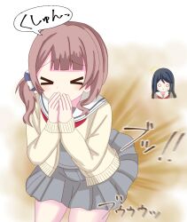 accident blush embarrassed fart fart_cloud fart_fetish farting hoshino_ichika_(project_sekai) mochizuki_honami project_sekai
