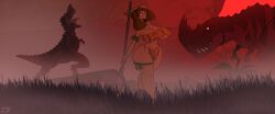 1girls adult_swim artist_signature ass background barefoot barely_clothed belly belly_button big_ass big_breasts black_eyes breasts brown_hair brown_skin brown_skinned_female cartoon_network cave_girl cavegirl cavewoman clean cosplay courtney_(tdi) crossover detailed_background dinosaur eyelashes female fog freckles full_body grass jungle jungle_girl leaf_clothing legs_crossed loincloth makeup navel necklace orange_lipstick pattern_clothing plant pose posing primal_(series) red_sky remastered rock rustysh4ckl3ford scared scared_expression scared_face short_hair small_pupils spear tarzan teletoon thick_ass thick_thighs tiger_skin tiger_stripes total_drama_(series) total_drama_island tree tyrannosaurus_rex very_high_resolution widescreen