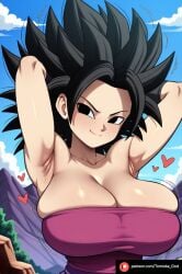 1female 1girl 1girls ai_generated beautiful beautiful_girl big_breasts black_hair breasts breasts_bigger_than_head caulifla caulifla_(dragon_ball) dragon_ball dragon_ball_super female heart hearts patreon patreon_artist patreon_link patreon_logo patreon_username saiyan saiyan_female sexy sexy_body sexy_female sexy_pose