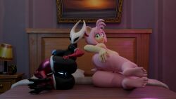 2girls 3d 3d_(artwork) alei_rm alei_xyz amy_rose antrhopomorphic antropomorph big_ass big_breasts big_thighs feet furry furry_female hairy hairy_pussy hollow_knight hollow_knight:_silksong hornet_(hollow_knight) posing pussy sonic_(series)