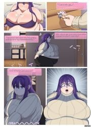 bbw belly big_belly big_breasts bra breasts doki_doki_literature_club fat fat_ass fat_belly fat_female fat_fetish feedtrick huge_belly morbidly_obese obese obese_female plump putting_clothes_on sequence yuri_(doki_doki_literature_club)
