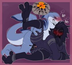 2_penises absurd_res anthro anthro_on_anthro anthro_penetrated anthro_penetrating anthro_penetrating_anthro aquatic avian avian_feet bared_teeth black_cum black_sclera blush blush_lines blushing_profusely bodily_fluids clitoris colored_cum cum cum_in_vagina cum_inside female female_anthro female_penetrated fish genital_fluids genitals hi_res holding_leg holding_leg_up impregnation inflation kneeling lustwasp lying male male/female male_penetrating male_penetrating_female multi_genitalia multi_penis on_side ovum ovum_penetration penetration penis sex shark shark_tail sperm_cell sperm_dominating_ovum sweat sweatdrop teeth teeth_showing unusual_bodily_fluids unusual_cum unusual_genital_fluids vaginal_fluids vaginal_penetration