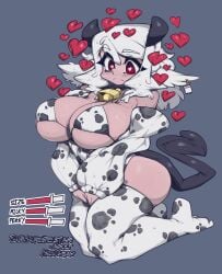 cow_print_bikini demon demon_girl demon_horns demon_tail helltaker huge_breasts modeus_(helltaker) red_eyes slugbox tagme white_hair