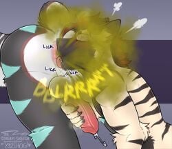 absurd_res anal anthro anus backsack balls blush bodily_fluids butt cum duo eyes_closed fart fart_cloud fart_fetish fart_sniffing farting_in_mouth farting_on_another farting_on_face felid genital_fluids genitals handjob handjob_from_behind handjob_while_rimming hi_res hyena koda_(kodakoba) licking male male/male mammal muscular musk musk_cloud musky_balls musky_butt musky_penis nude oral penile perineum prehistoric_species raised_tail reach_around rimming saber-toothed_tiger sex sniffing striped_hyena stroking_penis sweat tail tongue y32010g zorroz