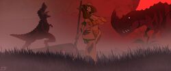 1girls adult_swim artist_signature ass background barefoot barely_clothed belly belly_button big_ass big_breasts black_eyes breasts brown_hair brown_skin brown_skinned_female camouflage cartoon_network cave_girl cavegirl cavewoman cosplay courtney_(tdi) crossover detailed_background dinosaur eyelashes female fog freckles full_body grass jungle jungle_girl leaf_clothing legs_crossed loincloth makeup mud navel necklace orange_lipstick pattern_clothing plant pose posing primal_(series) red_sky remastered rock rustysh4ckl3ford scared scared_expression scared_face short_hair small_pupils spear tarzan teletoon thick_ass thick_thighs tiger_skin tiger_stripes total_drama_(series) total_drama_island tree tyrannosaurus_rex very_high_resolution widescreen