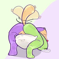 ass_up balloon blushcrunch_studio bodily_fluids closed_eyes dandy's_world ears_back female genital_fluids genitals green_arm green_ear green_leg grinding hi_res humanoid humping inflatable looey_(dandy's_world) masturbation pillow pillow_grab pillow_humping pivoted_ears purple_arm purple_ear purple_leg pussy red_nose solo tail tail_motion tailwag toon_(dandy's_world) vaginal_fluids vulva woollendarling woollendear