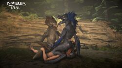 2021 3_fingers 3d_(artwork) absurd_res alien anthro anthro_on_top arm_feathers arm_support arm_tuft armor avian blue_body blue_feathers breasts claws colored digital_media_(artwork) digitigrade facesitting feather_hair feathered_crest feathers female female_anthro female_on_human female_on_top ffm_threesome finger_claws fingers forest forest_background grey_body group group_sex halo_(series) hand_holding hand_on_butt head_crest headgear headgear_only helmet helmet_only hi_res human human_on_anthro human_on_bottom interspecies kig-yar light_body light_skin lying male male/female male_human male_on_anthro male_on_bottom mammal microsoft mostly_nude nature nature_background nipples non-mammal_breasts nude nude_anthro nude_female on_back on_bottom on_top outside_sex plant pompilus-sfm pseudo_hair red_body red_feathers scalie sex sitting_on_another source_filmmaker_(artwork) t'vaoan threesome tree triangle_nose trio tuft xbox_game_studios yellow_eyes