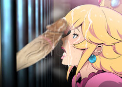 1boy 1girls after_fellatio bangs blonde_hair blue_eyes blush cell censored clothed clothed_female_nude_male clothing cock_worship crown cum cum_in_mouth cum_on_face cum_on_hair cum_string earrings erection facial female female_focus from_side gureko_rouman heavy_breathing highres indoors jail_cell jewelry large_penis lips lipstick lipstick_on_penis lipstick_ring long_hair looking_at_another makeup male mario_(series) messy mosaic_censoring nintendo open_mouth penis penis_shadow pink_lips pink_lipstick princess_peach royalty saliva saliva_string sidelocks sloppy_blowjob solo_focus stud_earrings sweatdrop through_bars through_wall tongue upper_body veiny_penis