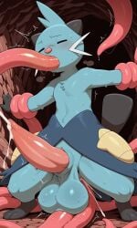 3_fingers 3_toes absurd_res ai_generated anal anal_sex animal_genitalia animal_penis anthro balls big_balls big_penis big_tail biped blue_body bodily_fluids breath cave closed_eyes cum cum_drip cum_in_ass cum_inside cum_on_body cum_on_penis cumshot dewott dripping drooling ejaculation eyebrows feet fingers furry_balls generation_5_pokemon genital_fluids genital_slit genitals hi_res huge_balls huge_cock male mammal motion_lines mustelid nintendo oral oral_penetration otter penetration penis pink_nose pokemon pokemon_(species) saliva sex slit solo sweat tail tail_up tapering_penis tentacle tentacle_in_ass tentacle_in_mouth tentacle_penetration tentacle_sex toes whiskers yiff_ai_(director)