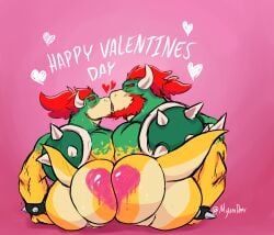 2026 2boys aged_up anthro anthro_on_anthro ass beard big_butt blush bodily_fluids bodypaint bowser bowser_jr. bracelet bubble_butt butt_squish butts_touching closed_eyes duo english_text eyebrows facial_hair father_(lore) father_and_child_(lore) father_and_son_(lore) french_kissing furry furry_male furry_only gay hair handwritten_text heart_symbol hi_res holidays horns incest_(lore) jewelry kissing koopa male male/male mario_(series) morgandeer muscular muscular_anthro muscular_male nintendo nude parent_(lore) parent_and_child_(lore) parent_and_son_(lore) perineum pink_background ponytail presenting presenting_hindquarters rear_view red_hair reptile scalie shadow shell signature simple_background sitting son_(lore) spiked_bracelet spiked_shell spiked_tail spikes spikes_(anatomy) squish sweat tail text valentine's_day yaoi yellow_skin