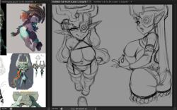 galactic_overlord huge_ass huge_breasts imp imp_midna midna monochrome shortstack sketch_page the_legend_of_zelda the_legend_of_zelda:_twilight_princess