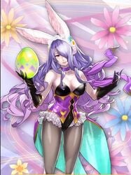 breasts bunny_suit camilla_(fire_emblem) camilla_(spring)_(fire_emblem) cleavage easter egg female fire_emblem fire_emblem_fates fire_emblem_heroes large_breasts maeshima_shigeki nintendo official_art pantyhose purple_hair solo