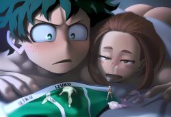 2026 after_sex ai_assisted ai_generated annoyed annoyed_expression annoyed_face ass ass_up bakugou_katsuki bed bedroom bedroom_setting bedsheets blush cum cum_on_face cum_on_underwear cum_stain drooling elmyr extreme_size_difference freckles fucked_silly giant giant_couple giant_male giantess izuku_midoriya late_night laying_on_bed micro microphilia miniguy my_hero_academia name_on_underwear novelai ochako_uraraka shrunken shrunken_male size_difference size_fetish squinting squinting_eyes tighty_whities tiny_male tiny_man tongue underwear used_condom used_condoms voyeurism
