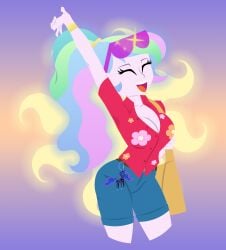1girls 2025 2d 2d_(artwork) 2d_artwork ass belt big_ass big_breasts blue-haired_female blue_hair blue_hair_female breasts clothed clothed_female clothing collared_shirt egor418 equestria_girls excited excited_expression excited_face excited_female female female_focus female_only flower_pattern fully_clothed fully_clothed_female green-haired_female green_hair green_hair_female hawaiian hawaiian_shirt light-skinned_female light_skin multicolored_hair my_little_pony pink-haired_female pink-skinned_female pink_hair pink_hair_female pink_skin plushie princess_luna_(mlp) principal_celestia shades shades_above_head shorts softcore solo solo_female solo_focus sunglasses sunglasses_on_head thick_thighs thighs