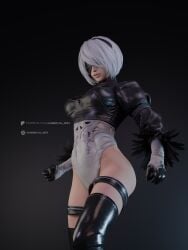 3d curvy_figure female gabrielss_art nier nier:_automata nier_(series) yorha_2b