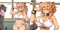 big_breasts breast_grab breasts cleavage female furry goya_(lucyfercomic) huge_breasts lucyfercomic original roy_(lucyfercomic) tagme thick_thighs wide_hips