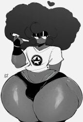 1boys afro ai_generated big_ass black_femboy black_hair booty_shorts bulge_through_clothing dark_skin dark_skinned_femboy femboy male_only orginal_character original original_character vicmedan wide_hips